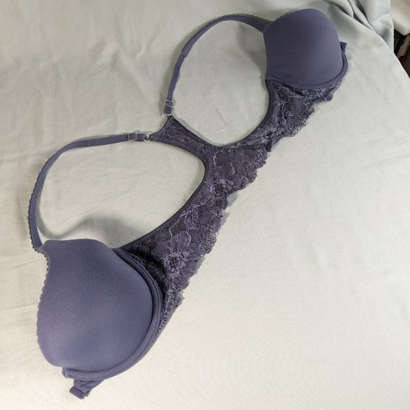 Victoria Secret 34C Body By Victoria lined Demi blue w/front close & lace! GUC! - Picture 10 of 16